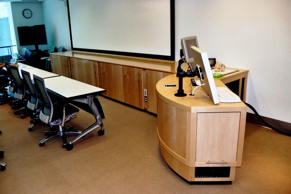 Lifting Podium and rack cabinets at Stanford University