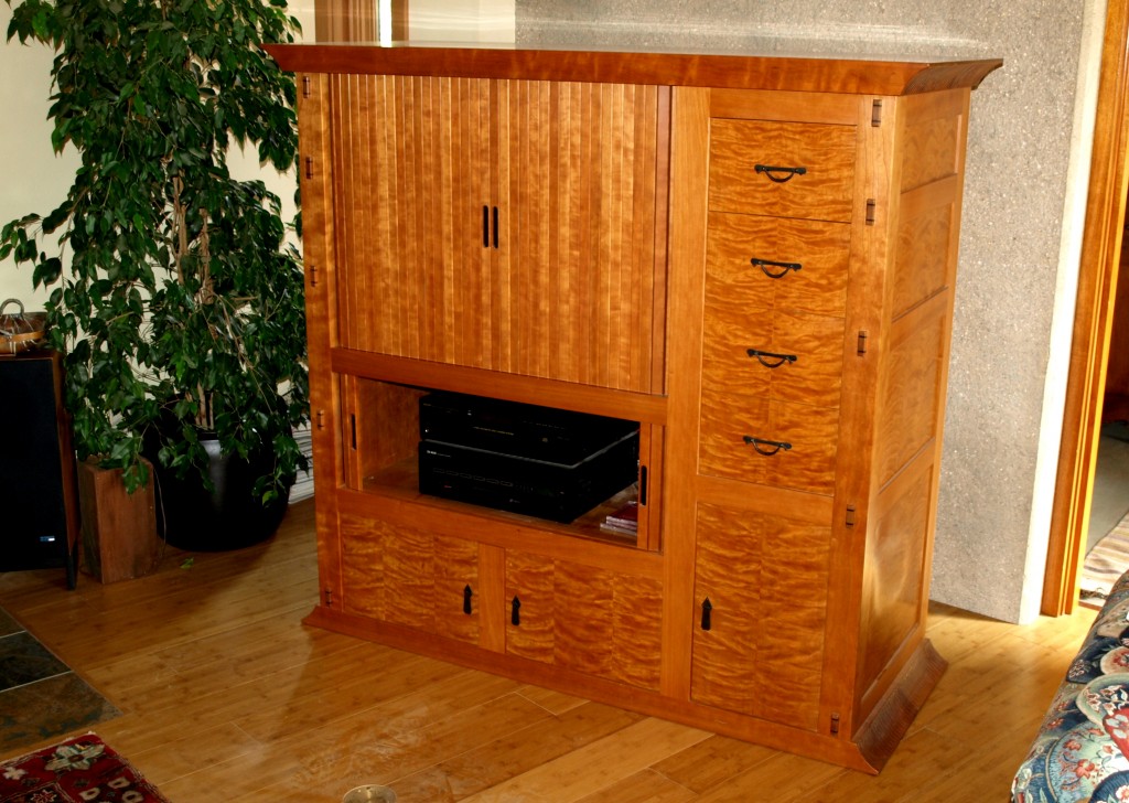 Quilted Cherry Tansu style media unit