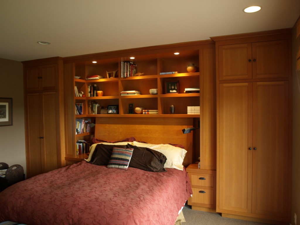 VG fir with lighted shelving, nightstands and wardrobes